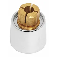 This metal handle adapter with a chrome finish is designed for use with American Standard faucets. It serves as a replacement part to restore proper handle operation and secure fit in residential or commercial plumbing fixtures.