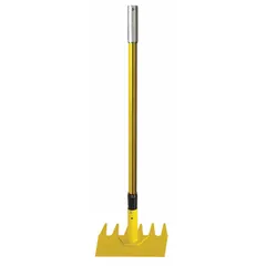 This McLeod rake features a 3.2 lb head and a 3 ft fiberglass handle. It is used for ground-keeping and firefighting tasks such as soil raking and fire-line construction.