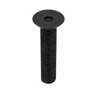 Flat head socket cap screw with 5/8"-11 thread, 2 1/2 in length, and 3/8 in drive size. Made of black oxide alloy steel, right-hand thread, inch system. Supplied in a 25-pack. Used in applications requiring a flush, countersunk finish to avoid interference