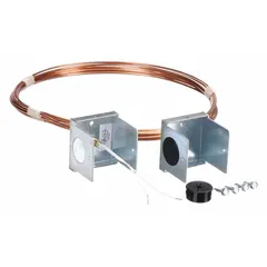 Hardwired duct temperature sensor with metal conduit box housing for duct-mount installation. Provides averaging measurement with ±0.34°F accuracy over a -50°F to 220°F range. Includes two hex-head self-drilling screws. Compatible with building automation systems for HVAC temperature monitoring and control.