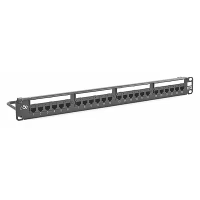 HUBBELL PREMISE WIRING Patch Panel: Flat, 1 Rack Units, 24 Ports, 5e, IDC, 4-Pr PoE (4PPOE) - Rack-Mount Punchdown RJ45 Patch Panels