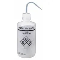 APPROVED VENDOR Wash Bottle: 1 L, Distilled Water, Narrow, Std Spout Spout, White, 93.2 mm Body Dia