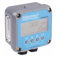 Meter-mount basic flow monitor display for turbine flowmeters. Features an aluminum housing and LCD display for local flow rate indication. Suitable for industrial fluid monitoring applications.