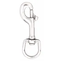 This slide bolt spring snap is made of stainless steel with a 3/8 in opening size. It is designed for non-lifting applications such as securing ropes, chains, or straps in rigging, marine, or general maintenance tasks. The slide-bolt mechanism enables quick attachment and release