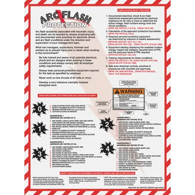 ACCUFORM Poster: 22 in x 17 in Ukuran Tanda Nominal, Laminasi Film Bening - Arc Flash Protection Posters