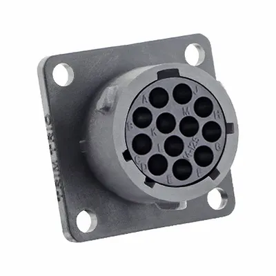 SOURIAU Konektor Listrik: Trim Trio UTSX 14, Reseptakel Flensa Persegi, 12 Kontak - Trim Trio UTSX Harsh Environment Circular Connectors