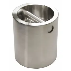 This Class 5 calibration weight has a nominal mass of 10 lb and is constructed from stainless steel. It features a grip handle for convenient handling. Used to verify and adjust the accuracy of industrial scales and balances in quality control, manufacturing, and laboratory settings.