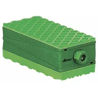 This vibration-isolating leveling pad features a neoprene isolator material and a diamond pad top. It measures 9 27/32 inches in length, 9 13/16 inches in width, and 3 9/16 inches in height. Typical applications include reducing vibration and leveling industrial equipment such as pumps, compressors, and machine tools
