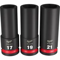 MILWAUKEE Impact Socket Set: 1/2 in Drive Size, 17mm/19mm/21mm Socket Size, 3 Pieces, 0, (3) 6-Point (MPN 49-66-7025)