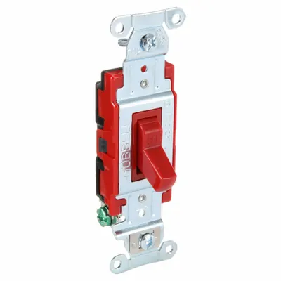 BRYANT Sakelar Dinding: Sakelar Toggle, Kutub Tunggal, Dipertahankan, Merah, 120/277V AC - Toggle Wall Switches