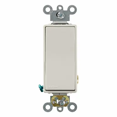 LEVITON Sakelar Dinding: Sakelar Rocker, Kutub Tunggal, Dipertahankan, Almond Muda, 120/277V AC - Rocker Wall Switches