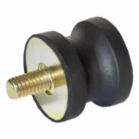 This vibration-isolating mount features a male x female hourglass design with a natural rubber body. It reduces transmitted vibration from rotating or reciprocating equipment such as pumps, compressors, and machine tools. Suitable for industrial applications requiring vibration control and operational stability