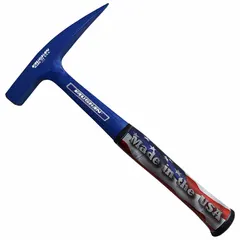 This 22 oz bricklayer's hammer features a steel head and steel handle, with an overall length of 13 in and a face diameter of 7/8 in. Designed for striking and chipping in masonry and construction tasks such as breaking rock, chipping brick, and light demolition.