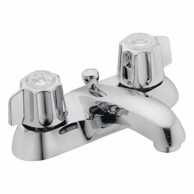 GERBER Keran Kamar Mandi Lengkung Rendah: 43-431, Kuningan, Lapisan Krom, Laju Aliran 1.2 gpm - Centerset Handle Bathroom Faucets