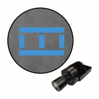This 50 W LED projector casts a blue laser stripe with lines to define a virtual walkway boundary. It includes the projector and lens, designed for marking pedestrian paths in industrial environments without physical barriers