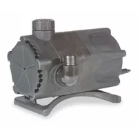 This LITTLE GIANT WGP Series fountain pump is designed for circulating water in decorative water features, small ponds, and garden fountains. It operates on 120V AC with a 1/8 hp motor and features a plastic housing with a 1-1/4 in NPT discharge connection, achieving a maximum head of 20 ft