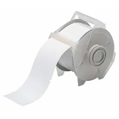 Thermal transfer precut label roll with acrylic aggressive permanent adhesive. Designed for use with GlobalMark 2 printers. Suitable for industrial identification and labeling applications requiring durable marking.