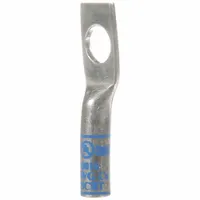 One-hole compression lug for terminating 6 AWG stranded copper wire. Features a 5/16 in stud size and standard copper construction. Suitable for use in power distribution, control panels, and electrical machinery terminations