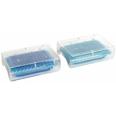 HEATHROW SCIENTIFIC Rak Tabung: Polikarbonat (Tutup)/Polipropilena (Pendingin), Biru, (96) Sumur - Lab Storage Racks