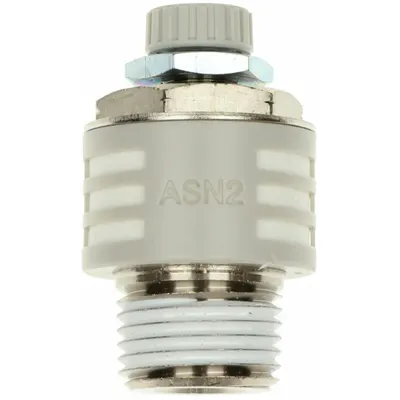 Kontrol Aliran Port Buang SMC: Penyesuai Roda Jempol, 1/2 in Male UNF - Thumbwheel Adjustment Exhaust Flow Control Valves