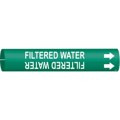 BRADY Penanda Pipa: Air Tersaring, Hijau, Putih, Cocok untuk Diameter Luar Pipa 1 1/2 hingga 2 3/8 in - Filtered Water Snap-On Pipe Markers