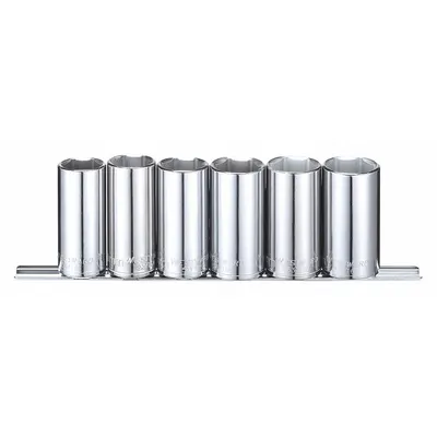 WESTWARD Set Soket: 3/8 in Drive, 6 Buah, 6-Point, Metrik - SAE & Metric Socket Sets
