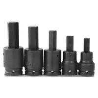 PROTO Impact Socket Bit Set: SAE, 3/4 in Drive Size, 5 Pieces, Fixed Insert, Hex Tip (MPN J07595)