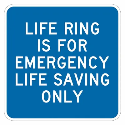 LYLE Rambu Jaket Pelampung Reflektif: Aluminium, Lubang Pemasangan Pemasangan Rambu - Square Life Ring Is For Emergency Life Saving Only Signs