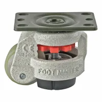 FOOT MASTER Plate Caster: Polyurethane Tread, 50 mm Wheel Dia, 82 mm Mounting Ht, Medium Duty (MPN GD-60-F-HUP-PUS)