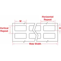 Vinyl wraparound label for wire and cable identification. Black on white, sized 1 7/16 in x 13/16 in, for 28 AWG to 20 AWG wire gauge. Compatible with BBP11 printer series; requires R6213 ribbon