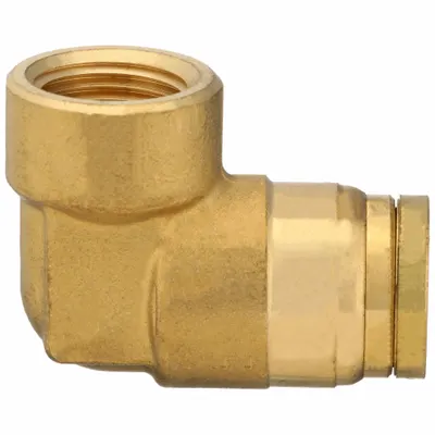 PARKER Sambungan Siku Dorong-Pas: 1/2 in OD x 3/8 in Ukuran Sambungan Pipa, Dorong-ke-Sambung x FNPT - Brass Air Brake Fittings