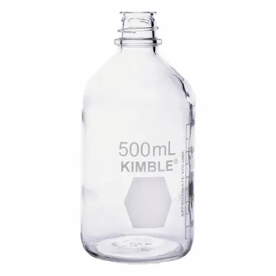KIMBLE Botol Media/Penyimpanan: 500 mL, 33-430 mm, 188 mm, Tidak Berwarna, Ukuran Mulut Sempit - Glass Lab Media Bottles
