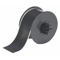 Continuous thermal transfer label roll, 2 1/4 in x 100 ft, made of polyester with a black gloss finish for outdoor use. Compatible with Brady S3100 printer series. Used for industrial labeling such as asset identification, pipe marking, and safety signage