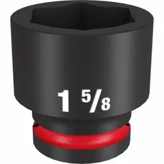 This 3/4" drive impact socket features a 1-5/8 in SAE hex size with a 6-point design. The black phosphate finish offers corrosion resistance. Suitable for heavy-duty fastening and loosening of hex nuts and bolts using impact wrenches in automotive, industrial, and construction settings.