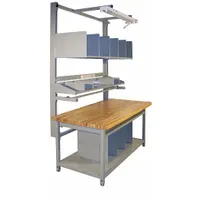 Workstation: 1,000 lb Wt Capacity, 30 in Min Tabletop Ht, 36 in Max Tabletop Ht, Unfinished, Gray (MPN BIB7)