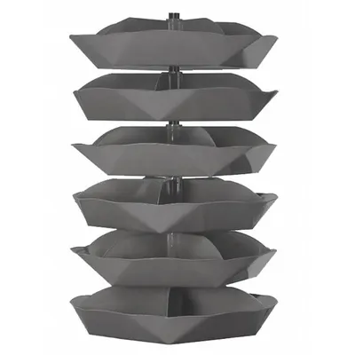 DURHAM MFG Tempat Penyimpanan Berputar: 69 1/2 in x 44 in, 6 Tingkat, Dasar Sendok - Revolving Storage Bins with Scoop-Bottom Shelves