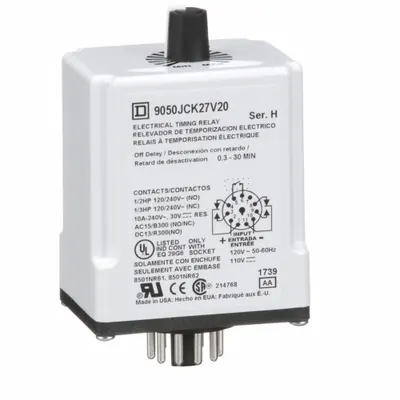 SCHNEIDER Relai Tunda Waktu Fungsi Tunggal: Dipasang di Soket, 120V DC, 10 A - Socket-Mounted Relays