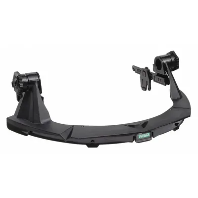 MSA Bingkai Pelindung Wajah: Tipe Pemasangan Berlubang, Plastik, Hitam - MSA Hard Hat Adapters for Face Shields