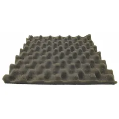 This gray polyester acoustic panel measures 4 1/2 ft long by 27 in wide by 2 in thick. Designed for sound absorption in industrial environments, it helps reduce echo and noise levels. Suitable for use in machine shops, pump rooms, and HVAC areas.