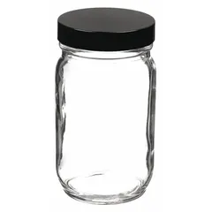 Clear Wide Mouth Round Glass Lab Bottles, 120 mL, 48-400, Colorless, 51 mm Body Dia, Case of 24