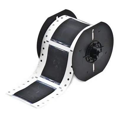 BRADY Label Selongsong: 1 1/2 inci x 2 inci, Poliolefin, Hitam (Matte) - Brady Precut Sleeve Label Rolls