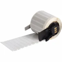 Precut label roll measuring 1 1/2 inches by 1/4 inch, made of polyimide with a white gloss finish. Designed for use with the M611 printer series. Suitable for industrial labeling applications requiring heat resistance and durability, such as electrical, manufacturing, and maintenance tasks