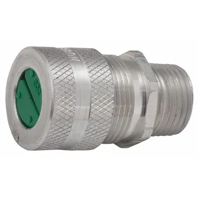 RACO Konektor Kabel Rating Ditingkatkan: Aluminium, 1/2 in MNPT, 0.50 in hingga 0.63 in - Straight Hazardous Location Metallic Cable Grips