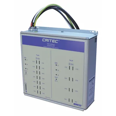 NVENT ERICO Perangkat Perlindungan Lonjakan: Tiga Fase, 277/480V AC Wye, 320/550 V AC, Logam - External Surface-Mount SPDs