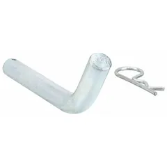 Carbon steel hitch pin with clear zinc plated finish. Includes cotter pin for secure fastening. Pin diameter 1/2 in, overall length 3 1/4 in. Used to secure trailer couplers to hitch receivers in towing applications.