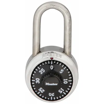 MASTER LOCK Gembok Kombinasi: Dial Combo, Perak, Baja Tahan Karat, Long Shackle - Long Shackle Combination Padlocks