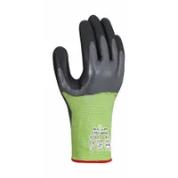 SHOWA Knit Gloves: XL ( 9 ), ANSI Cut Level A6, Full, Double Dipped, Nitrile, Nitrile, Smooth, 1 PR (MPN XC821XL-09)