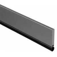 This metal leaf weatherstripping with a bulb insert seals gaps around doors to block drafts, dust, and moisture. The neoprene insert compresses against the door frame while the aluminum flange provides a rigid mounting surface. Measures 7 ft length, 1 11/16 in width, and 1 13/16 in height