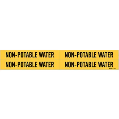 BRADY Penanda Pipa: Air Non-Potable, Kuning, Hitam, Cocok untuk Diameter Luar Pipa 3/4 hingga 2 3/8 in - Non-Potable Water Adhesive Pipe Markers