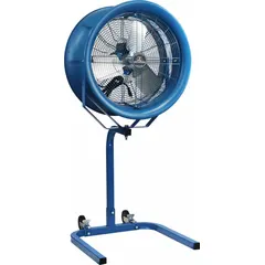 This PATTERSON pedestal fan features a 26-inch blade diameter and a 1 hp motor for high-volume airflow. It operates at a single speed, non-oscillating, and requires three-phase power at 208 to 230/460V AC. Designed for commercial applications such as ventilation and cooling in warehouses, factories, and large spaces.